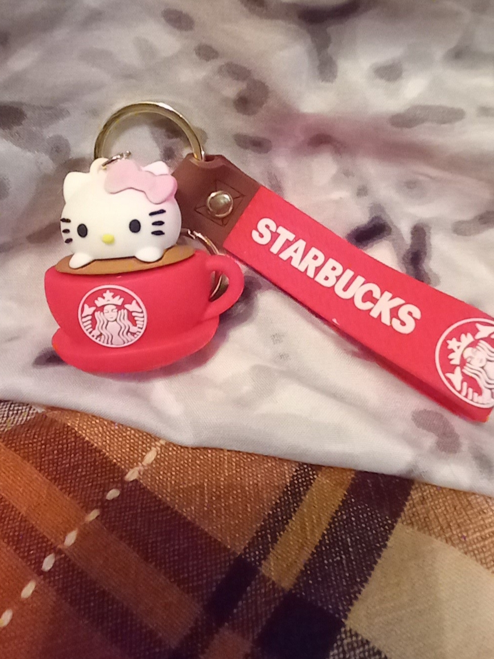 Starbucks Red Hello Kitty Cup Keychain with Strap